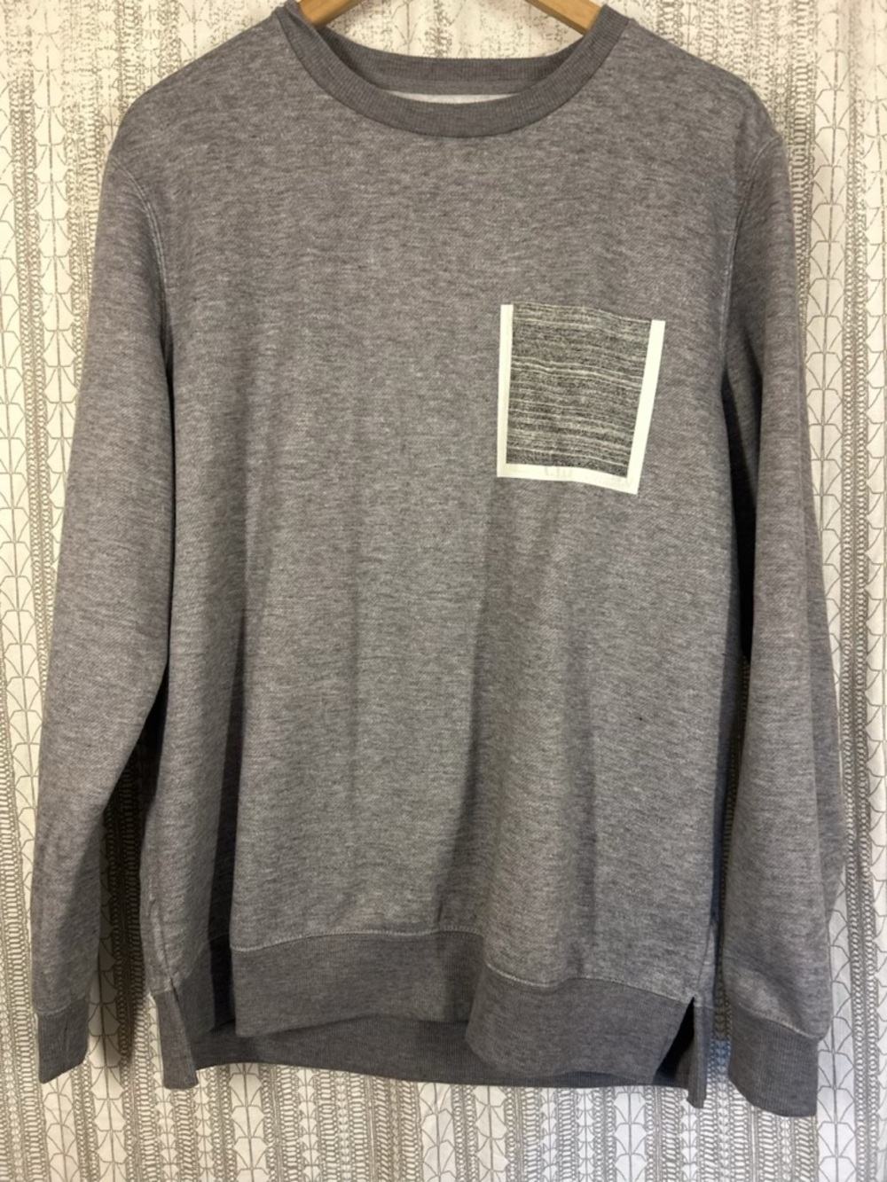 on the byas Gray Crewneck Sweater with Contrast Pocket Trim